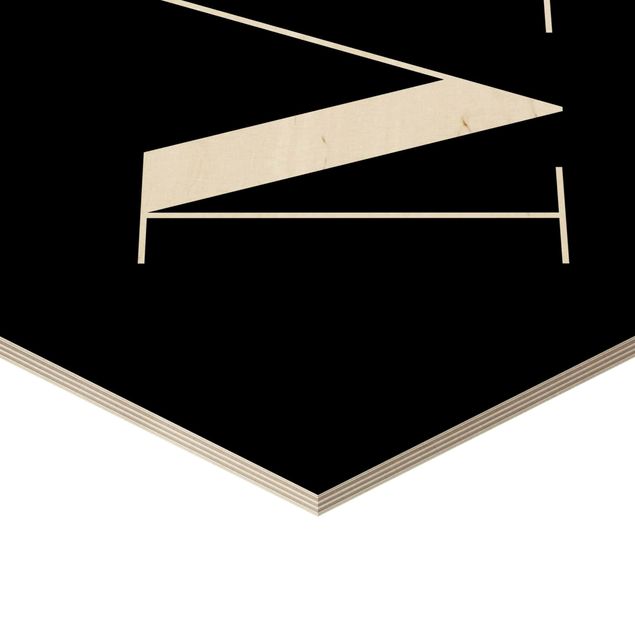 Hexagone en bois - Letter Serif Black M