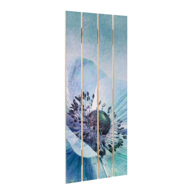 Impression sur bois - Flower In Turquoise