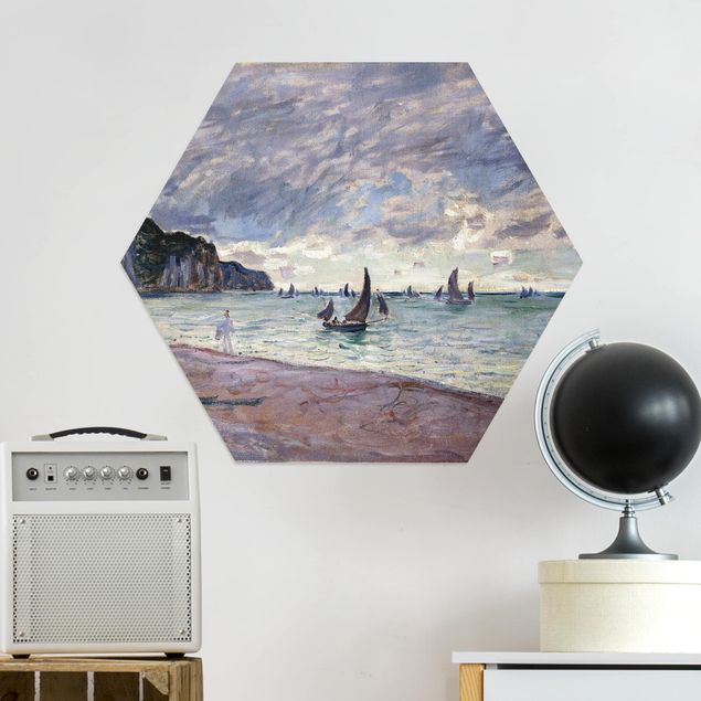 Tableaux paysage Claude Monet - Bateaux de pêche devant la plage et les falaises de Pourville