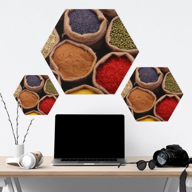Hexagone en alu Dibond - Colourful Spices