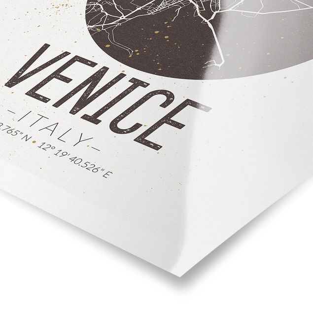 Tableaux noir et blanc Plan de la ville de Venise - Rétro