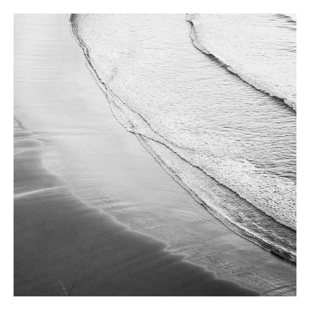 Fonds de hotte - Soft Waves On The Beach Black And White - Carré 1:1