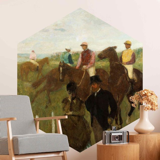 Toile impressionniste Edgar Degas - Jockeys sur la piste de course