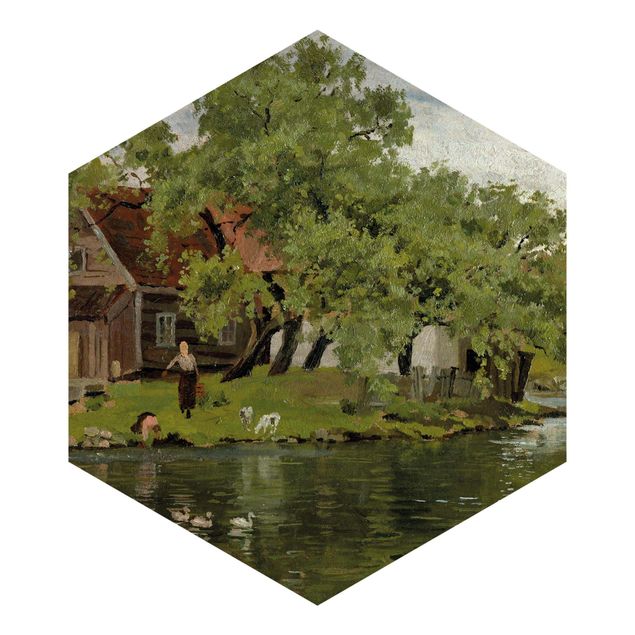 Tapisserie paysage Edvard Munch - Scène sur la rivière Akerselven