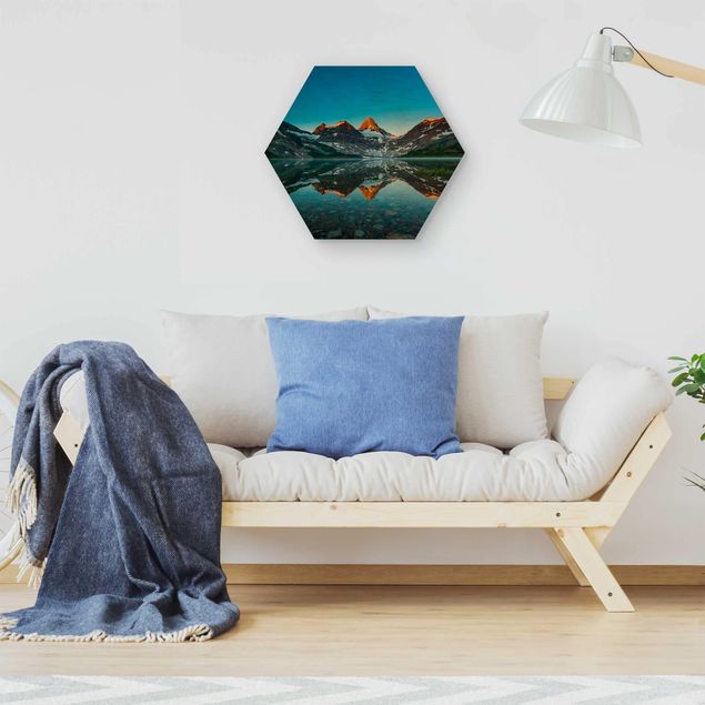 Tableaux en bois avec paysage Paysage de montagne au lac Magog au Canada