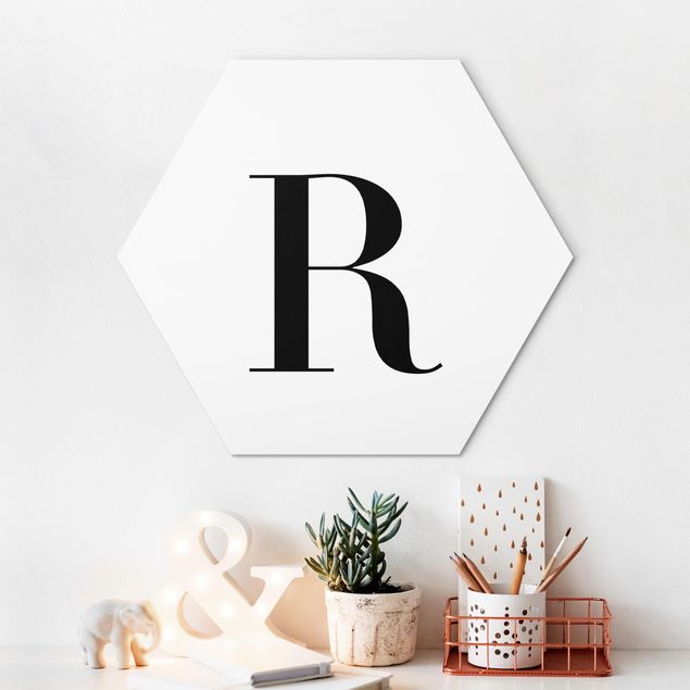 Tableau moderne Lettre Serif Blanc R