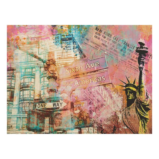 Tableaux en bois avec citations Collage de la Sixième Avenue de New York