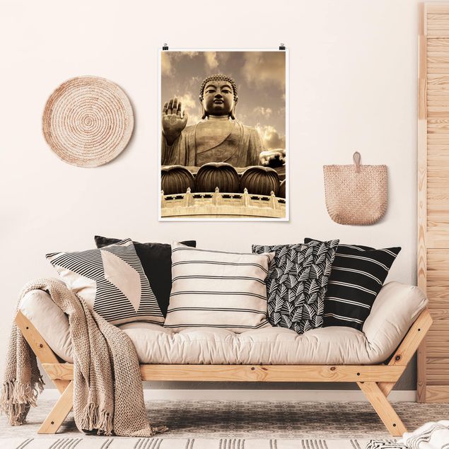 Posters en noir et blanc Grand Bouddha Sépia