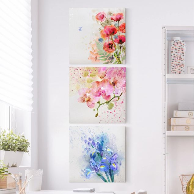 Tableau moderne Trio de fleurs aquarelles