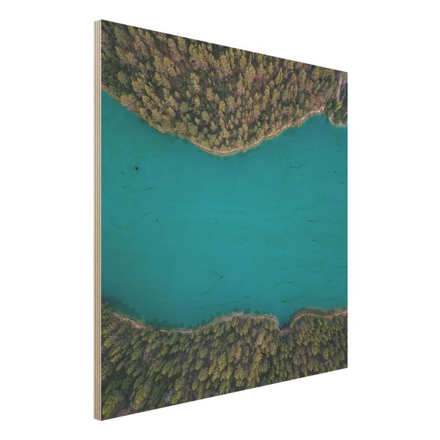 Tableaux en bois avec paysage Vue aérienne - Mer bleue profonde