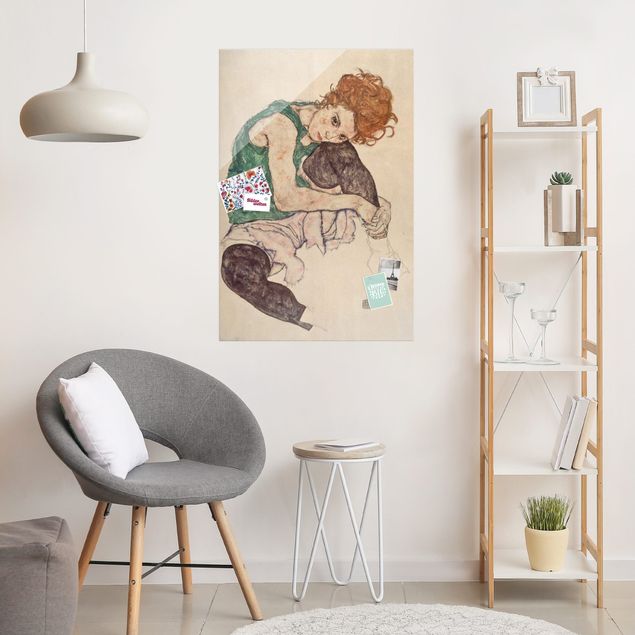 Déco mur cuisine Egon Schiele - Femme assise avec un genou en l'air