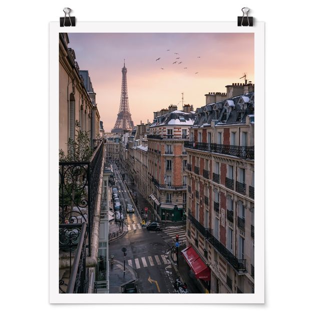 Poster architecture La Tour Eiffel au soleil couchant