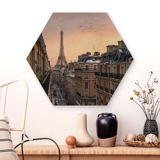 Déco murale cuisine La Tour Eiffel au soleil couchant