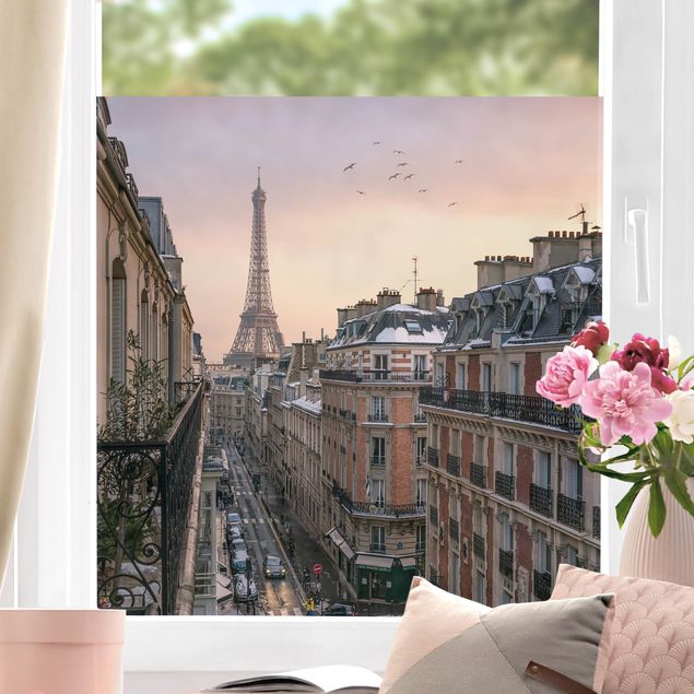 Décoration pour fenêtre - Tour Eiffel au coucher du soleil