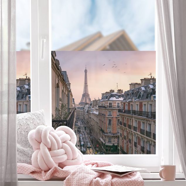Décoration pour fenêtre - Tour Eiffel au coucher du soleil