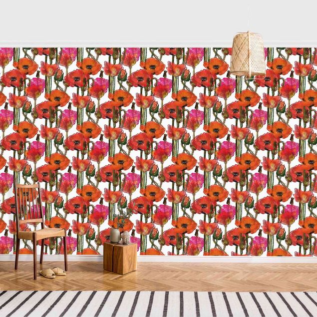 Tapisserie moderne A Field Of Poppy Flowers - Roll