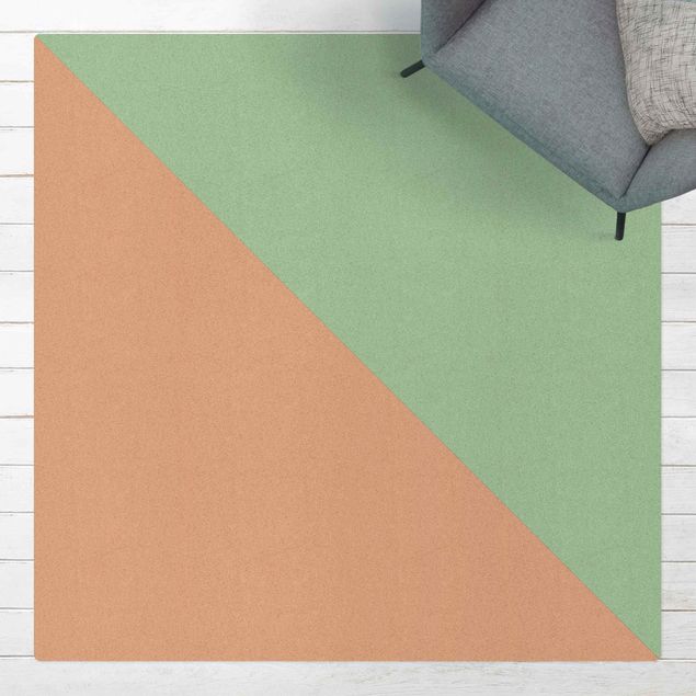 tapis contemporain Triangle simple en menthe