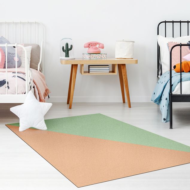 tapis salle à manger facile à nettoyer Triangle simple en menthe