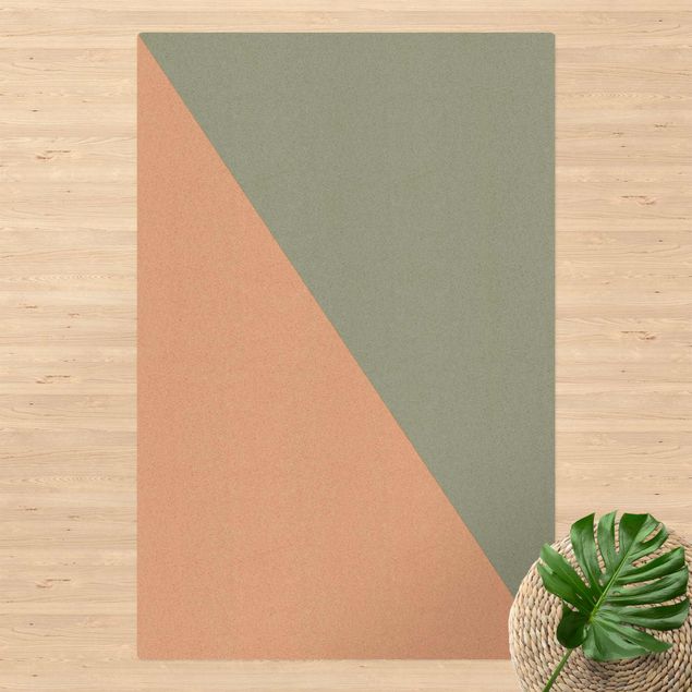 tapis salon moderne Triangle simple en vert olive