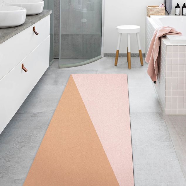 tapis salle à manger facile à nettoyer Triangle simple en rose clair