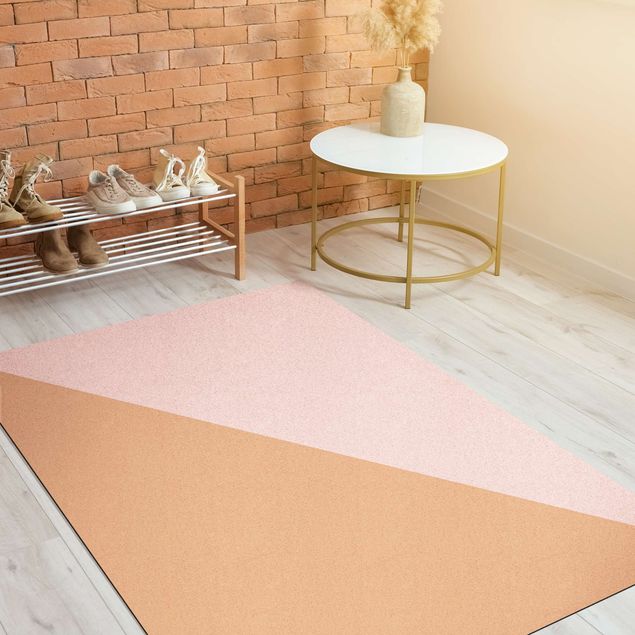 tapis salle à manger facile à nettoyer Triangle simple en rose clair