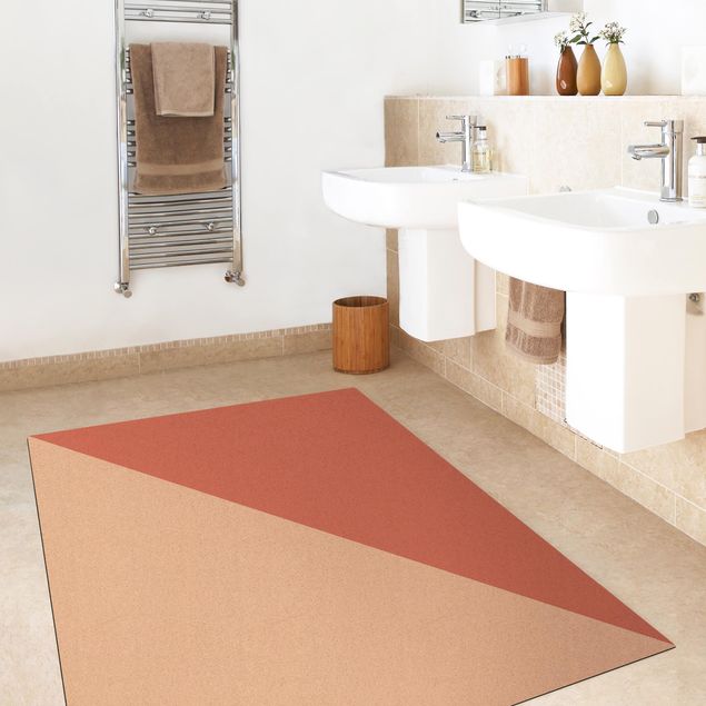 tapis salle à manger facile à nettoyer Triangle simple en rouge rouille