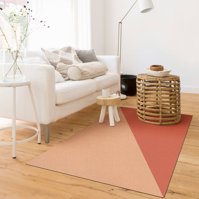 tapis salon marron Triangle simple en rouge rouille