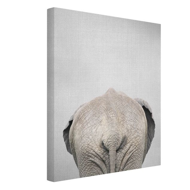 Tableaux sur toile en noir et blanc Eléphant de dos