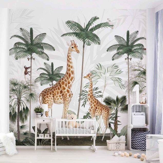 Décoration chambre bébé Girafes dans la jungle