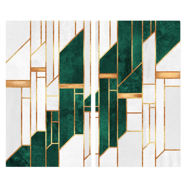 Cache plaques de cuisson - Emerald And gold Geometry