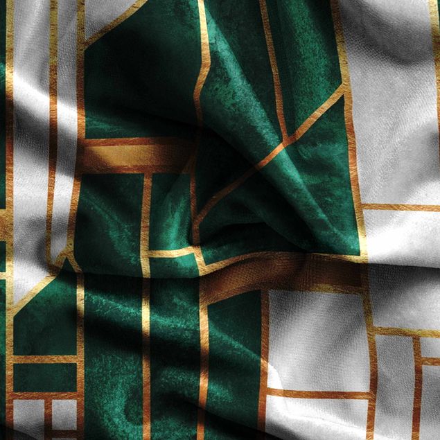 rideaux modernes Emerald And gold Geometry