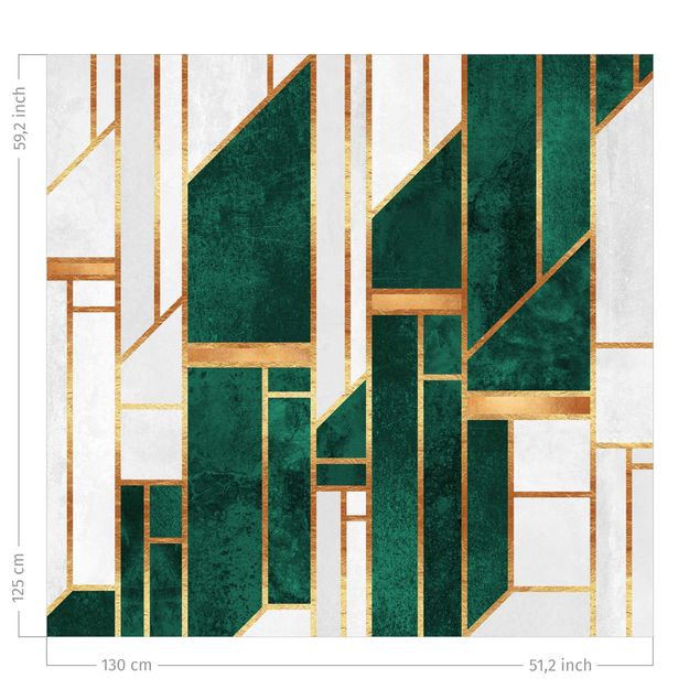 rideaux sur mesure Emerald And gold Geometry