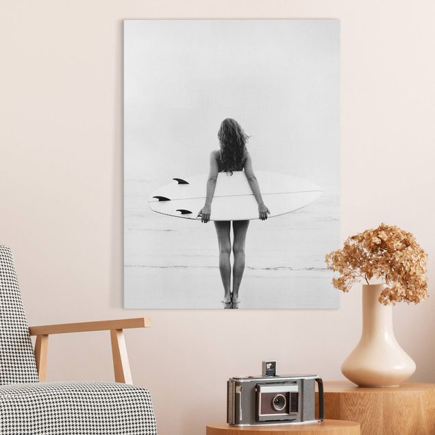 Tableaux paysage Chill Surfer Girl With Board