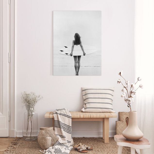 Tableaux mer Chill Surfer Girl With Board