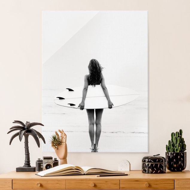 Tableaux paysage Chill Surfer Girl With Board