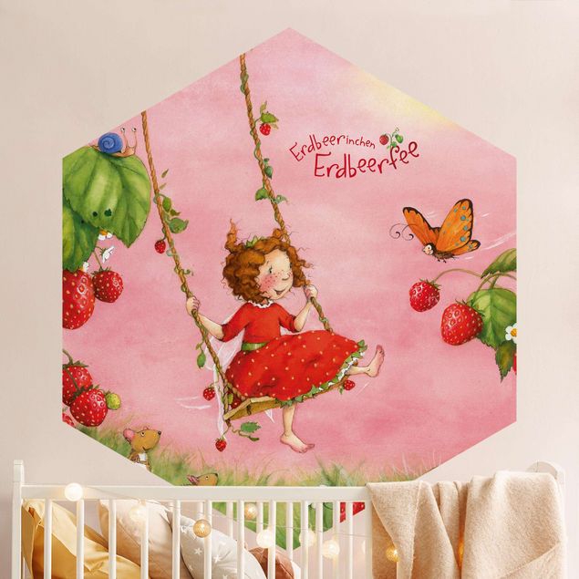 Papier peint papillons The Strawberry Fairy - La balançoire dans l'arbre