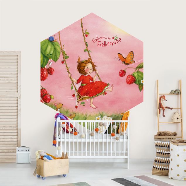 Papiers peintspanoramique hexagonal The Strawberry Fairy - La balançoire dans l'arbre