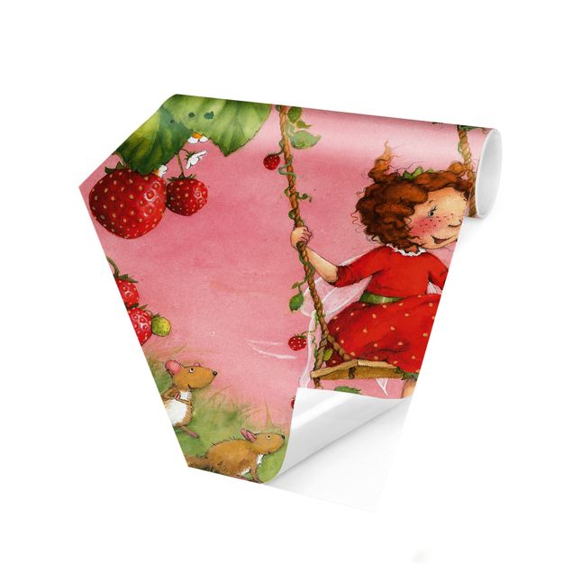 Papier peint rose The Strawberry Fairy - La balançoire dans l'arbre
