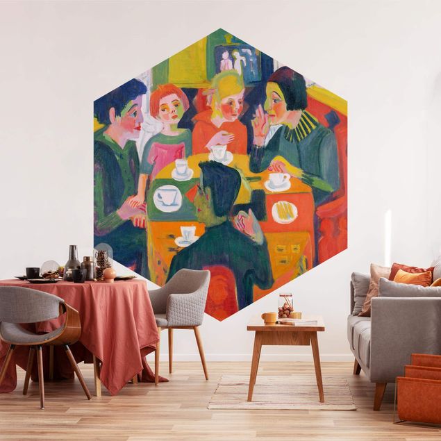 Papier peint panoramique hexagonal Ernst Ludwig Kirchner - Table basse