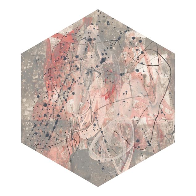 Papier peint hexagonal autocollant avec dessins - Blush I
