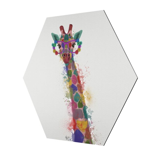Tableau décoration Taches arc-en-ciel Trio de Girafe