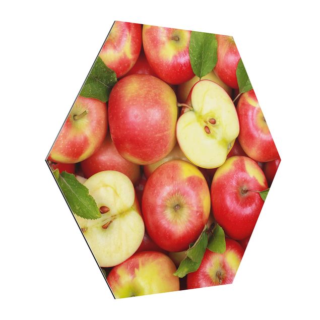 Tableau dominante rouge Pommes juteuses