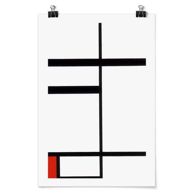 Tableaux moderne Piet Mondrian - Composition avec rouge, noir et blanc