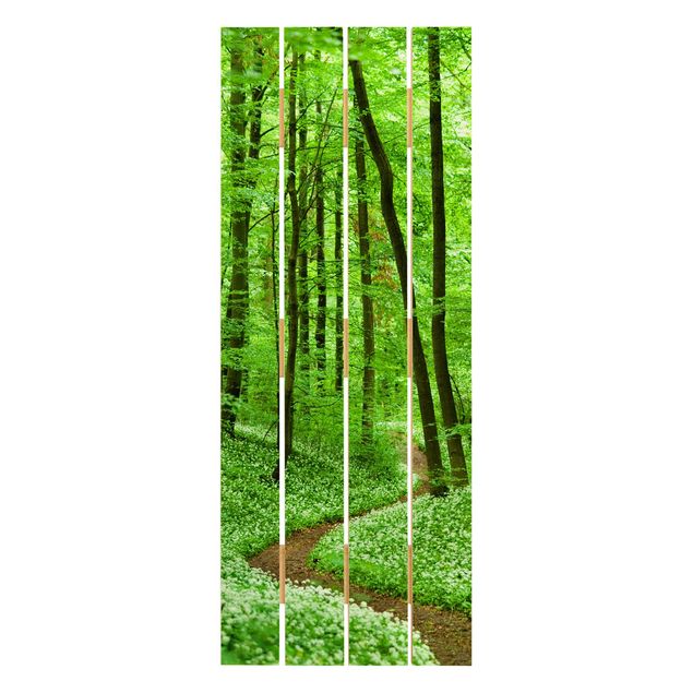Impression sur bois Chemin de forêt romantique
