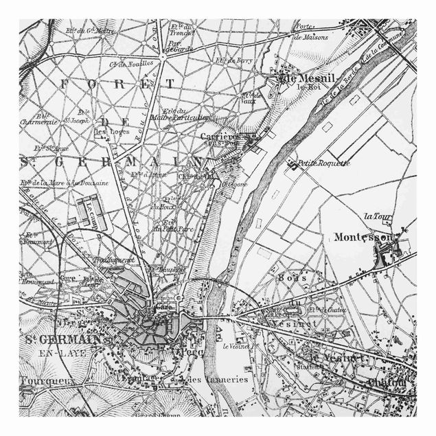 Fonds de hotte - Vintage Map St Germain Paris - Carré 1:1