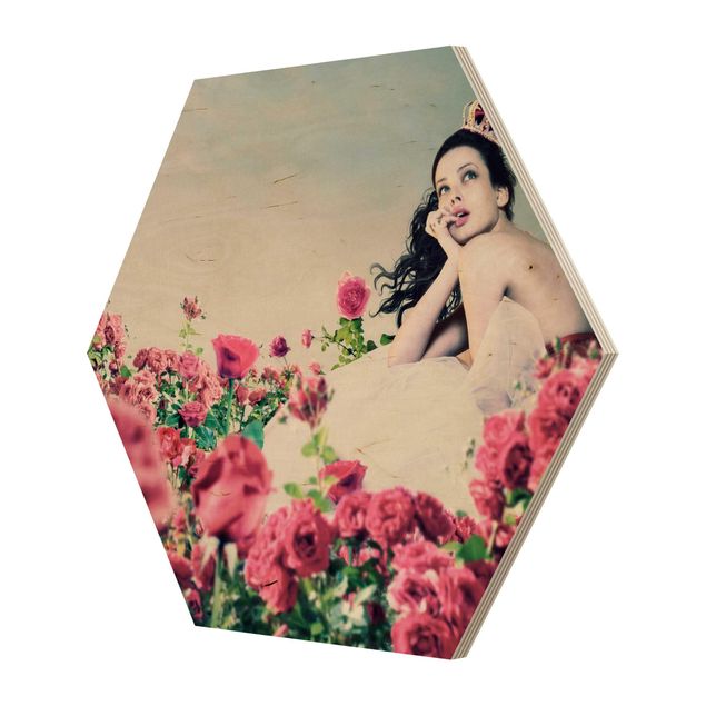 Hexagone en bois - Woman In The Rose Field