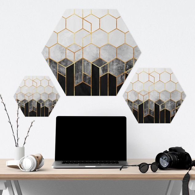 Hexagone en forex - Golden Hexagons Black And White