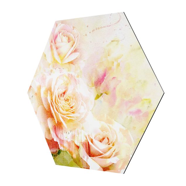 Tableaux muraux Composition de roses à l'aquarelle