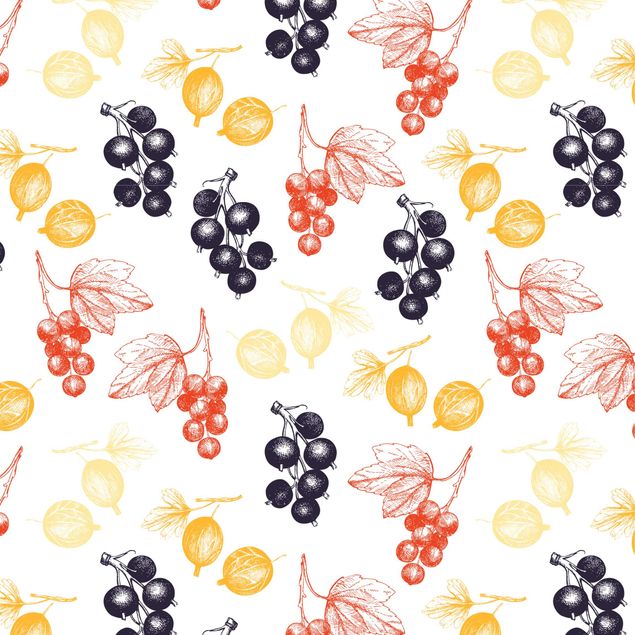 Film adhésif - Hand Drawn Berry Pattern For Kitchen