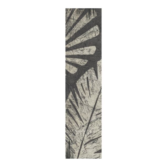 Panneaux coulissants avec fleurs Feuilles de palmier sur fond gris foncé